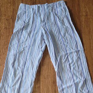 Gap Linen Wide Leg Blue Stripe pants, size 12L